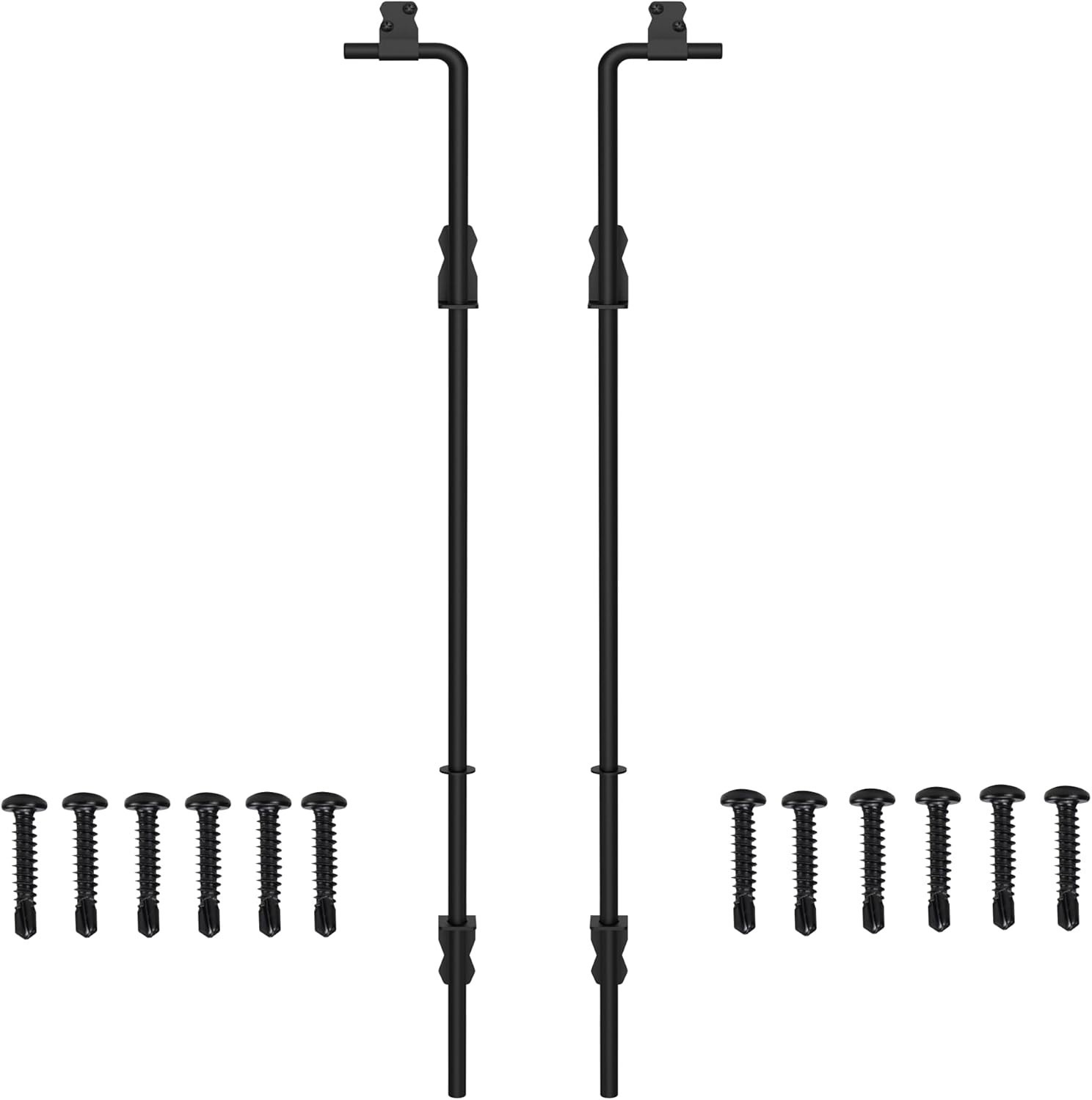 36in Heavy Duty Cane Bolt Gate Drop Rod Ground Latch Black