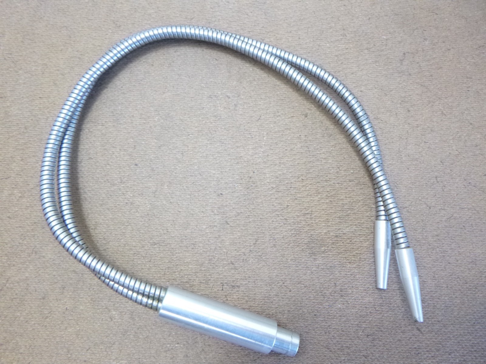 Dual Gooseneck Fiber Optic Light Guide - 1/2" in, 3/16" out, 21" End-to-End