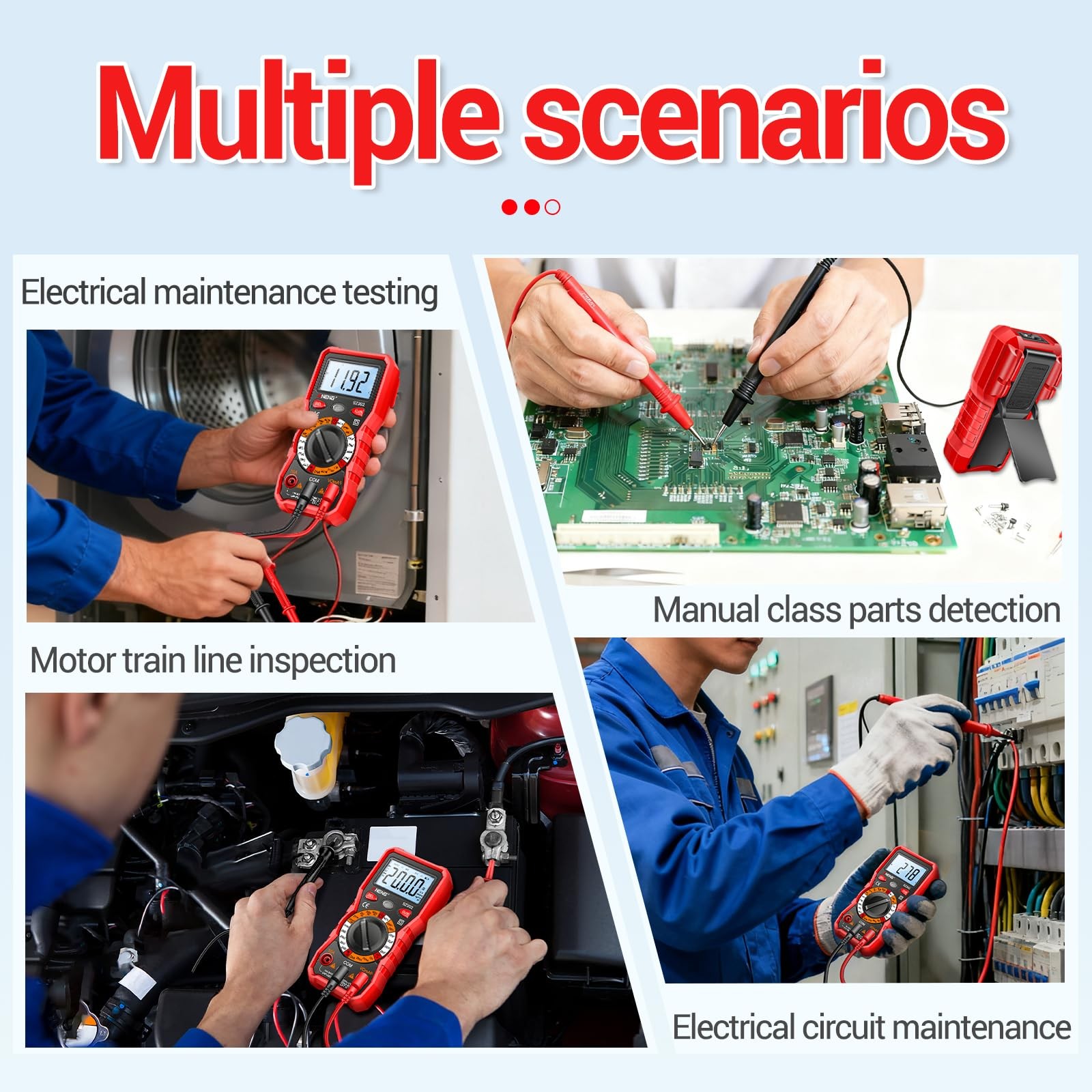 ANENG Multimeter with Backlit LCD,Ohm Volt Amp Meter,Non Rubberized Red