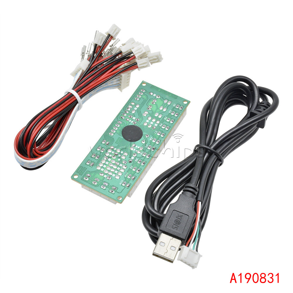 Zero Delay LED Arcade MAME Encoder USB To PC 5Pin Joystick PCB Module + Cables