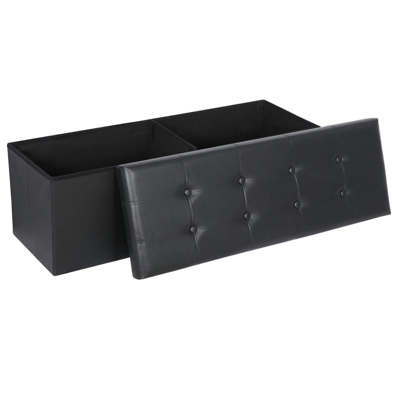 43'' Folding Storage Ottoman Bench Faux Leather Footrest for Bedroom and Hallway