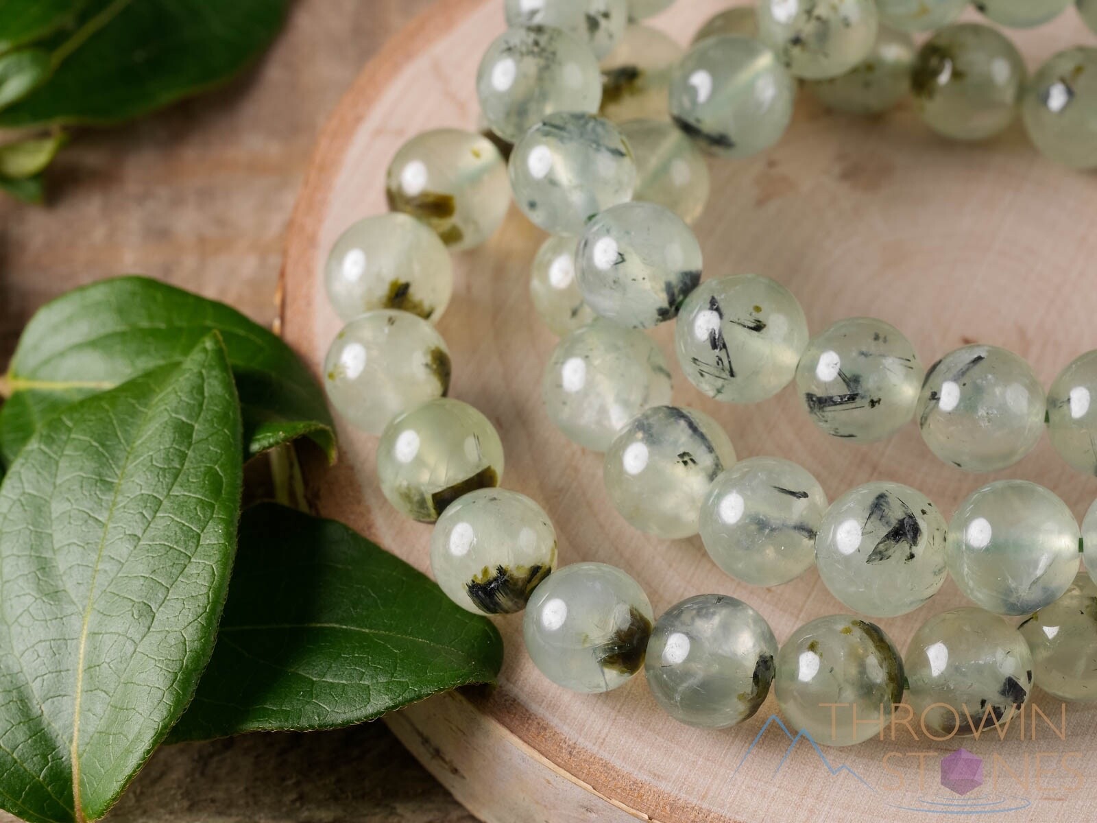PREHNITE Crystal Bracelet - Round Beads, Petite - Beaded Handmade Jewelry, E0606
