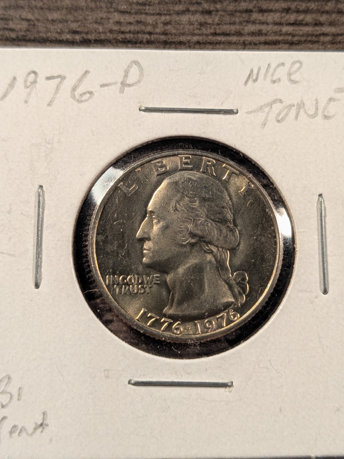 1976-P Bicentennial Quarter with Obverse Doubling And Nice Tonning