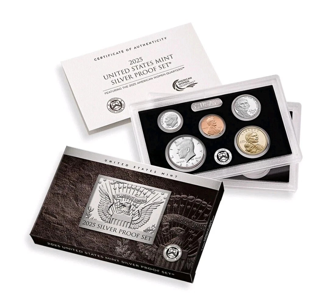 IN HAND 2025 S US Mint Silver Proof Set - 10 Coins w/ Box & COA 25RH , W/ Penny