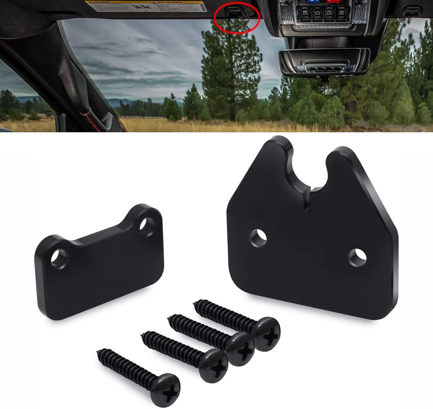 1 Set Black Aluminum Sun Visor Repair Kit For Dodge RAM 1500 Trucks 2019-2024
