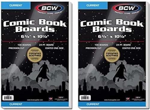 BCW Current Comic Book Backing Boards - 200 Pack | 24 pt., Coated, Buffered w...