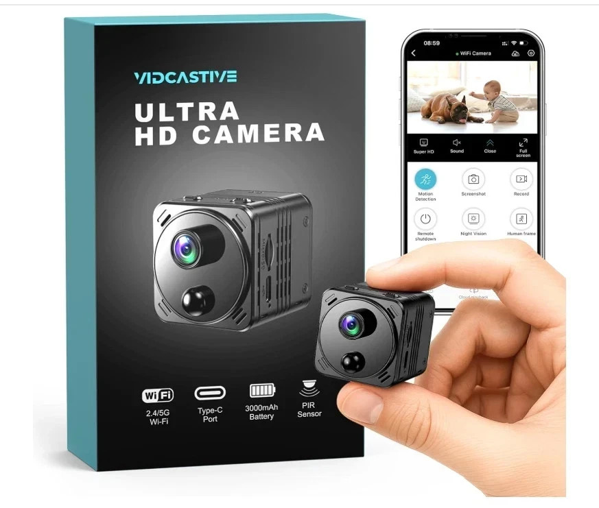 4K Mini Dual-Band 2.4/5GHz WiFi Indoor with AI Human Detection Night Vision