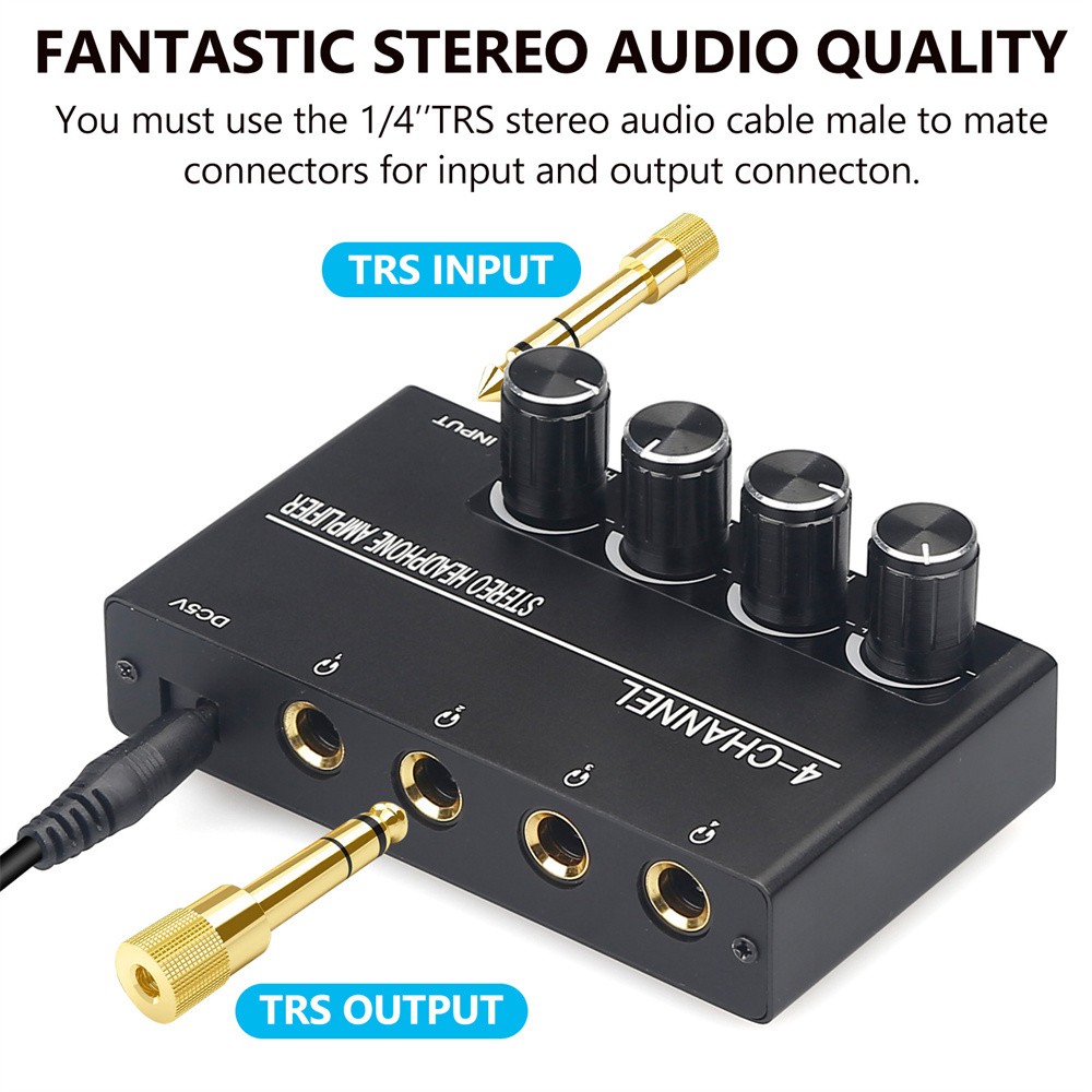 Stereo Headphone Amplifier 4 Channel Audio Distributor Mixing Splitter