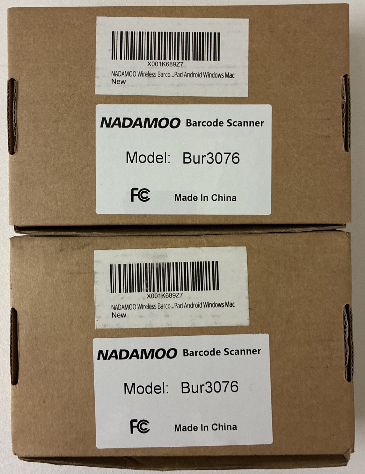 2 NADAMOO Wireless Barcode Scanners Model Bur3076 box & Instructions/cards Good