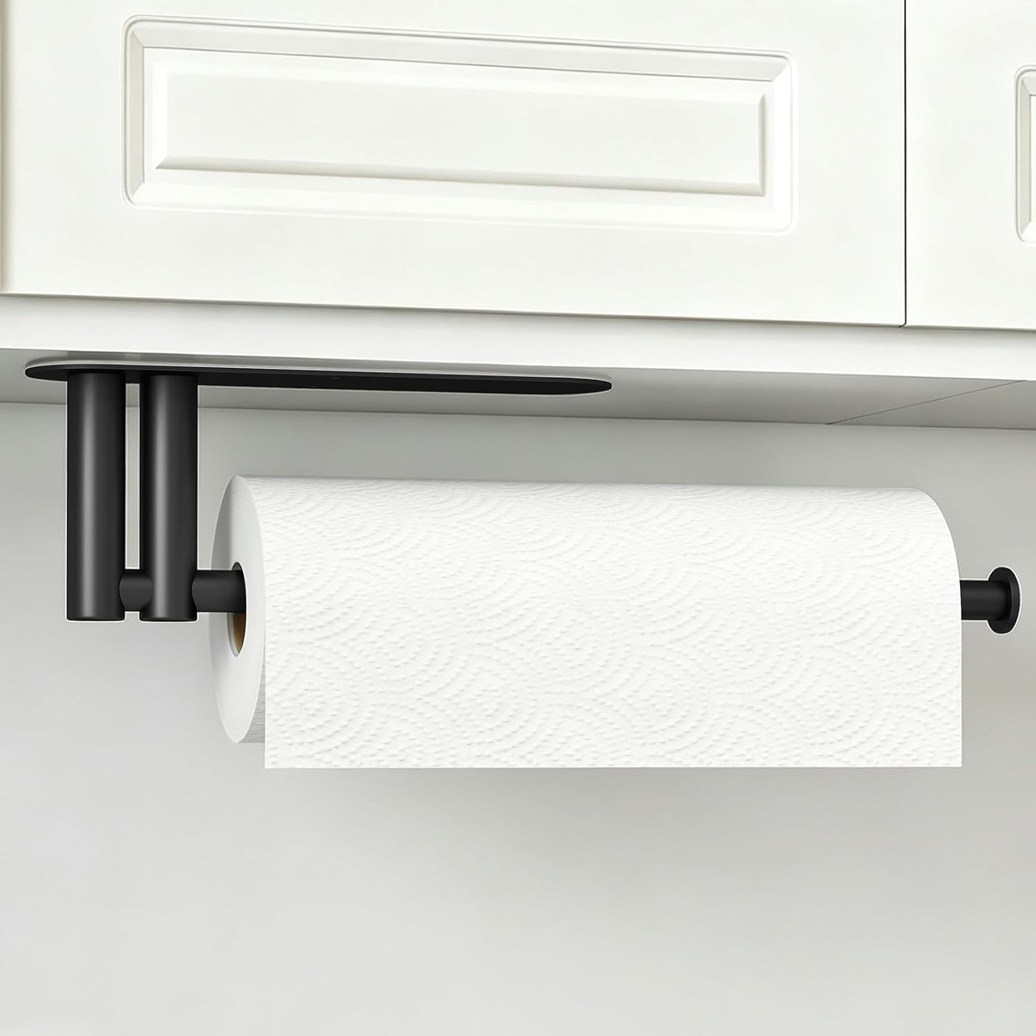 Paper Towel Holder Under Cabinet, Upgraded Dual-Rod Adhesive Paper Towel Holder