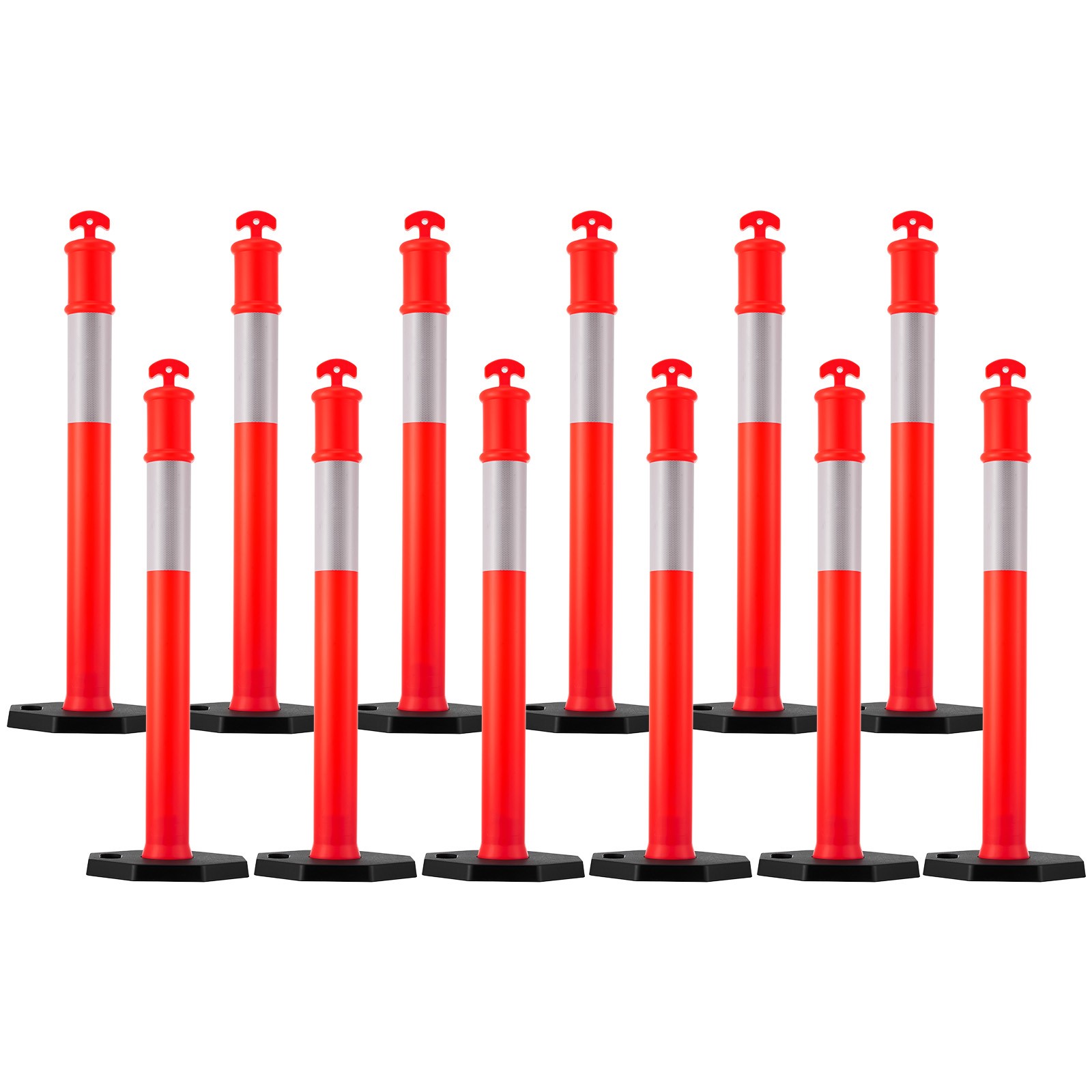 Uimoso 12 Pack Traffic Delineator Posts 45 in with Weighted Base for Safety