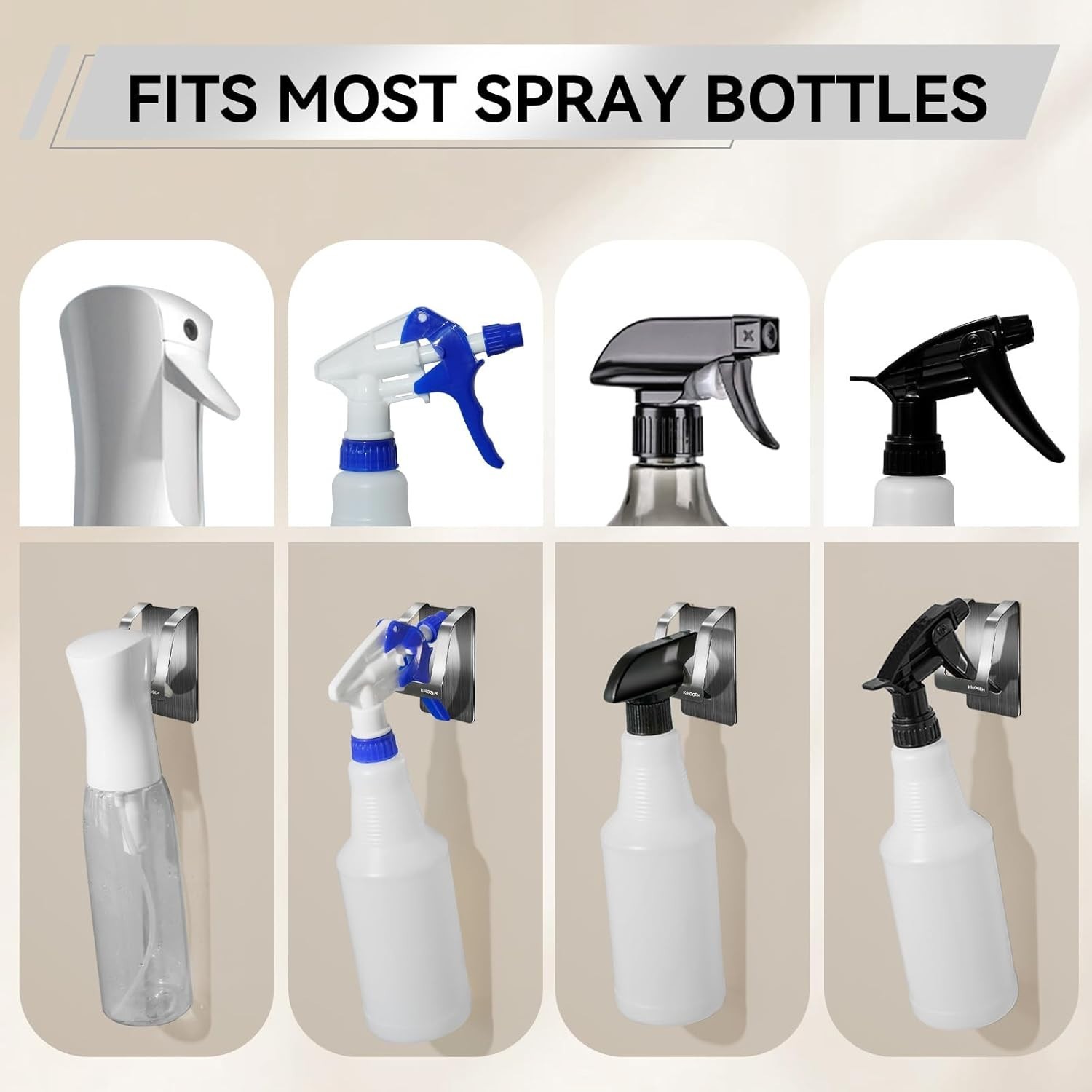 Rust-Resistant Spray Bottle Hanger - Adhesive Wall Mount for Kitchen & Bath