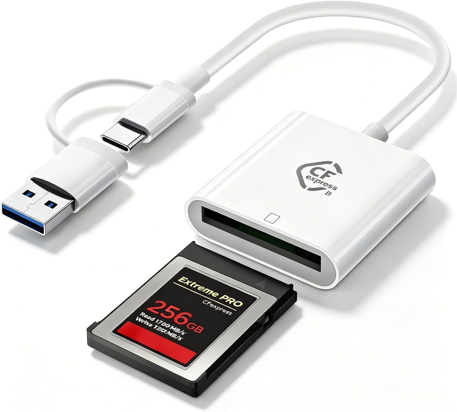 Elegant Dual USB & USB-C CFexpress Type B Reader for Instant Media Transfers
