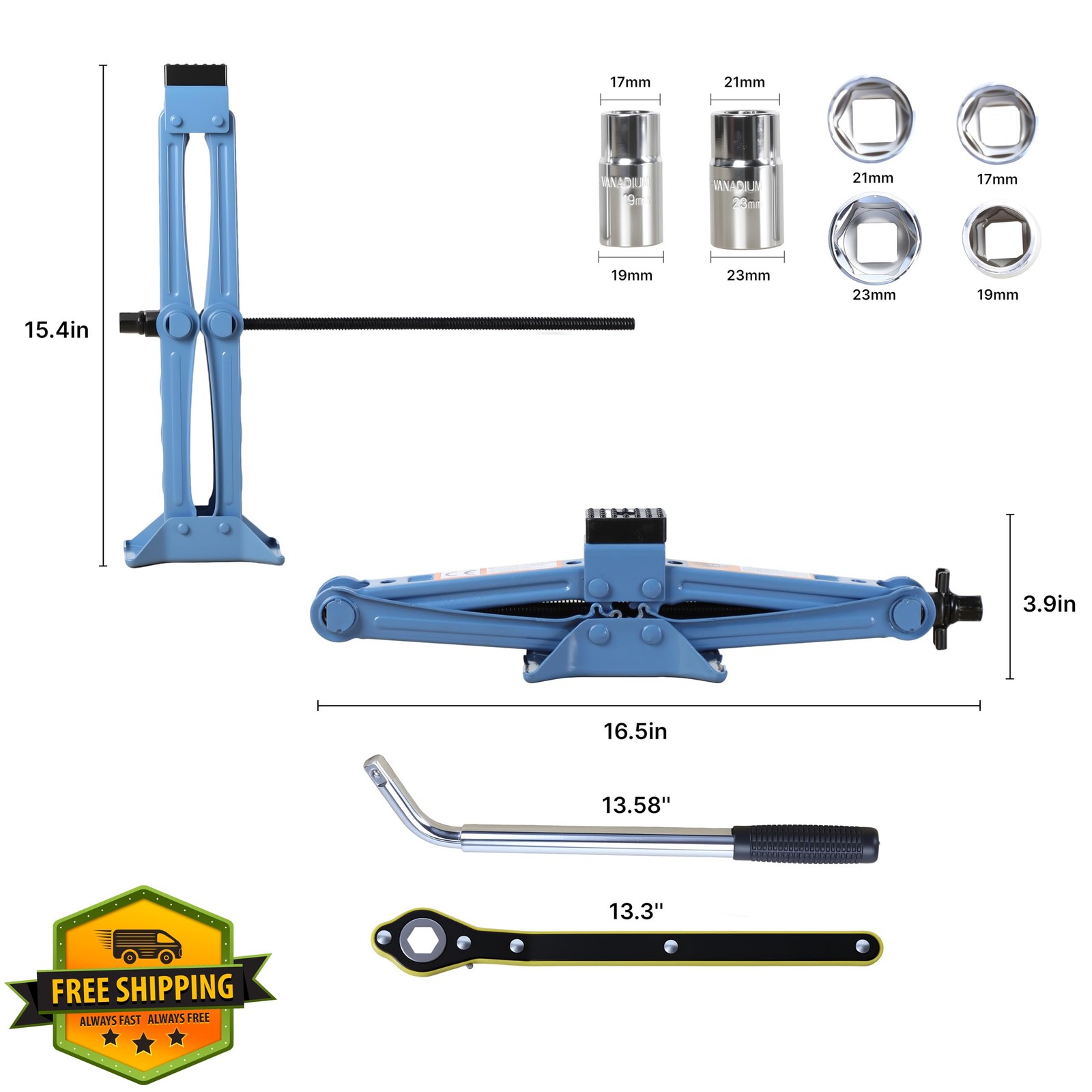 LARBANKE 2.5 Ton Scissor Car Jack Kit w/Ratchet - Portable