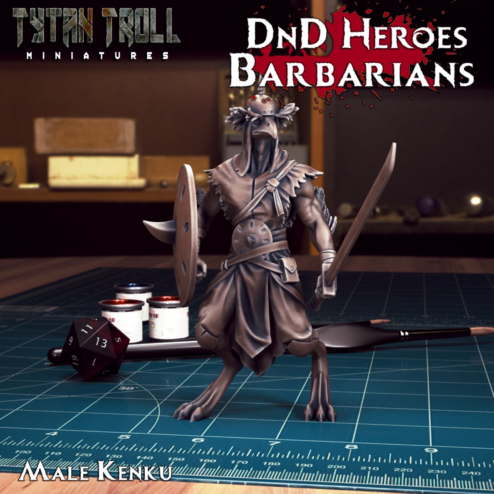 Dungeons & Dragons - Playable Character Male Kenku - Barbarian, Fighter