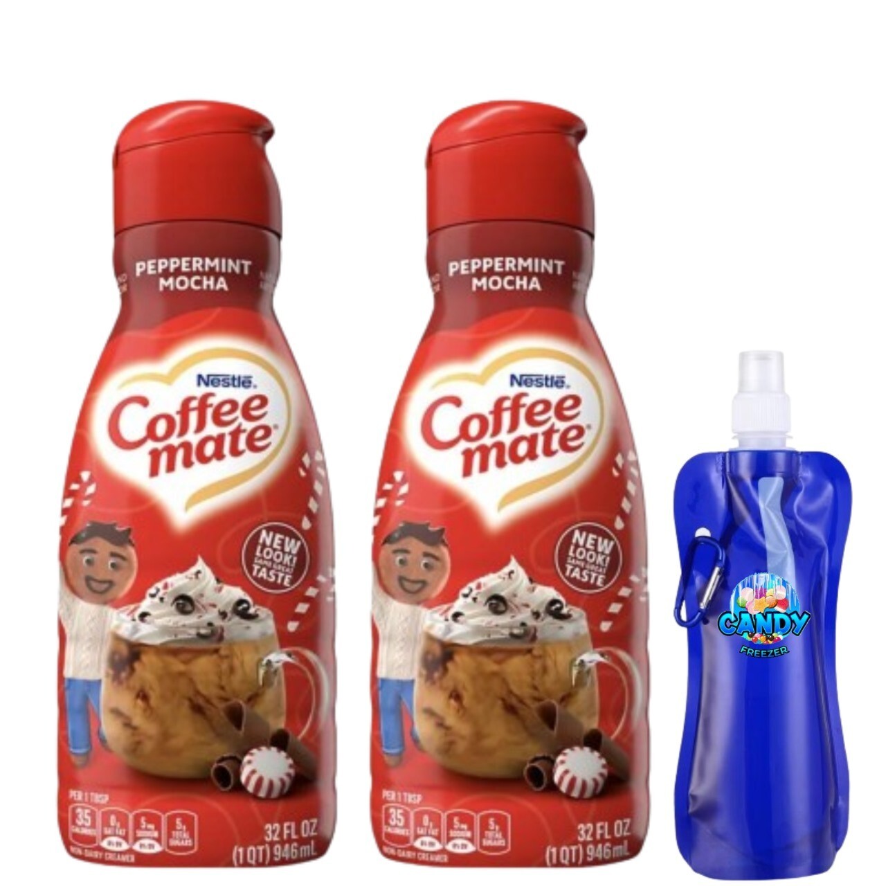 CoffeeMate Peppermint Mocha Liquid Coffee Creamer 32 oz 2 pack w/ Bottle