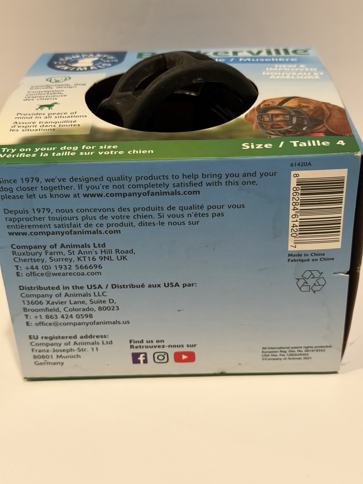 BASKERVILLE Ultra Muzzle for Dogs - Black Size 4 NEW