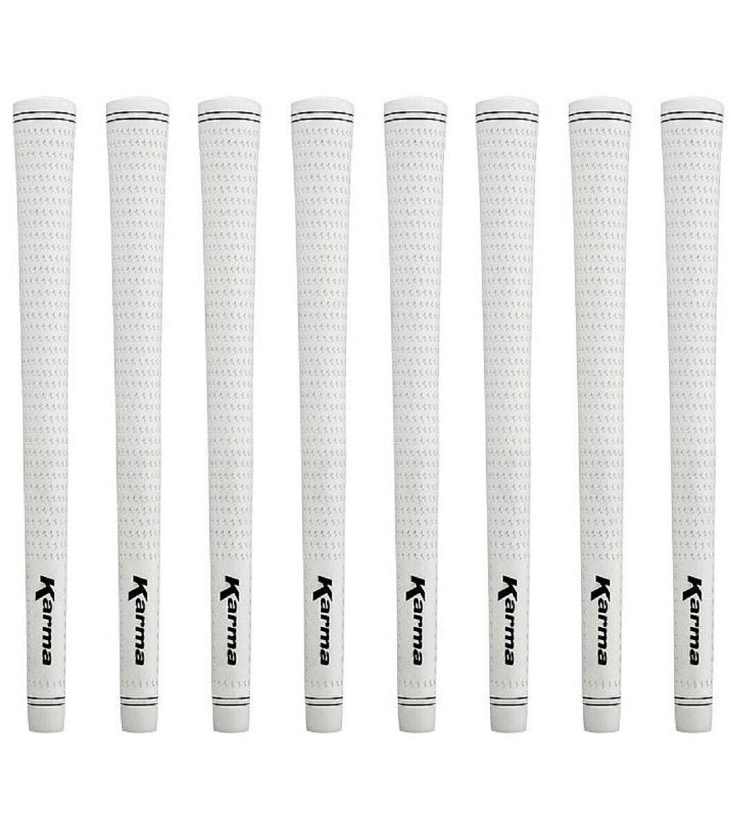 Karma Velour Tour Velvet Midsize (+1/32") White 8 Piece Golf Grip Bundle - New!!