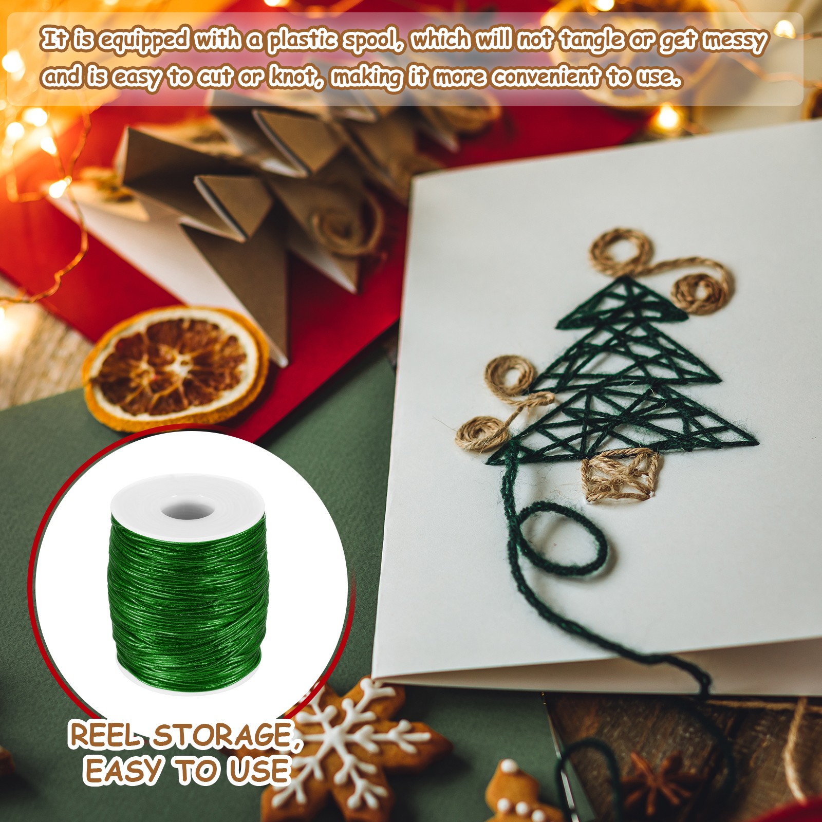 1.5mm Metallic Elastic Cords,Green, 109 Yards Each