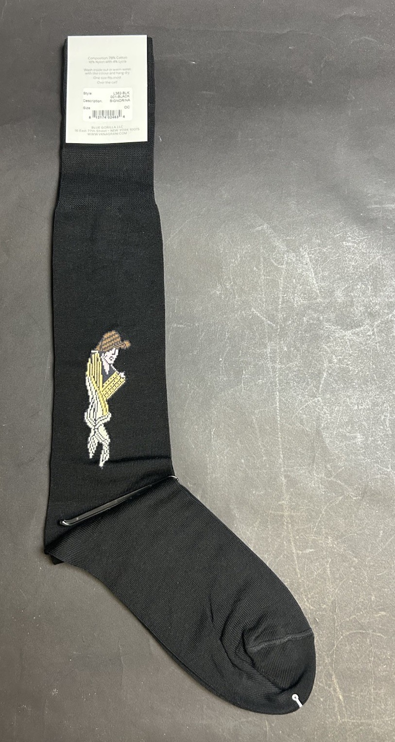 VK Nagrani Men's Dress Socks Over The Calf L362 BLACK SIGNORINA