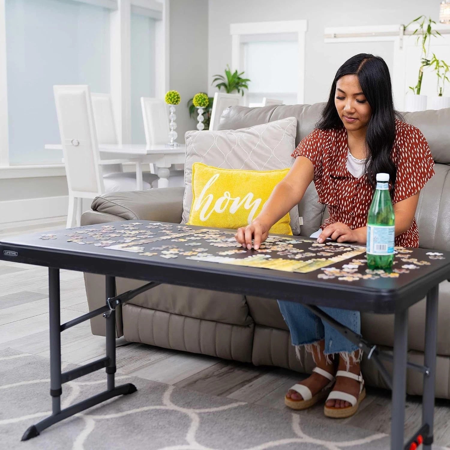 Sturdy 4-Foot Adjustable Folding Table – Lightweight & Weather-Resistant - Black
