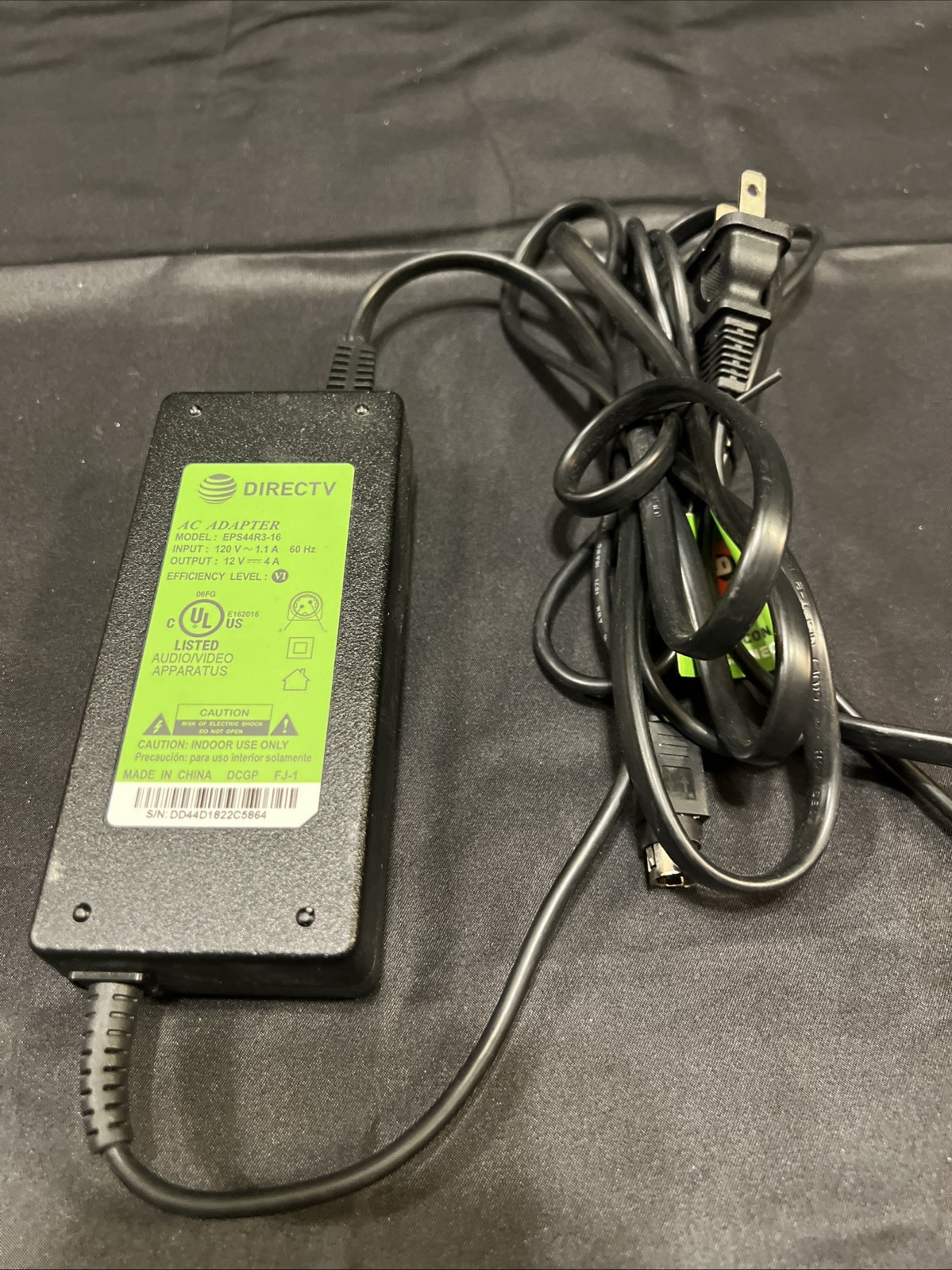 12V 1.5A Direct TV AC Adapter Power Supply Model: EPS10R3-15 120V 0.5A 60Hz 18W