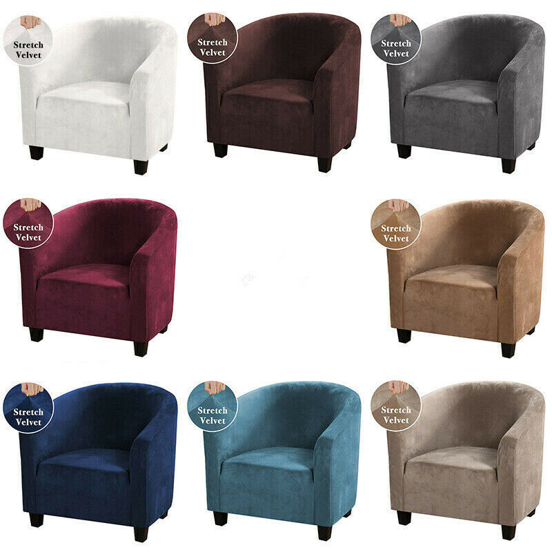 Stretch Velvet Club Chair Covers Bar Living Room Tub Armchair Slipcover US