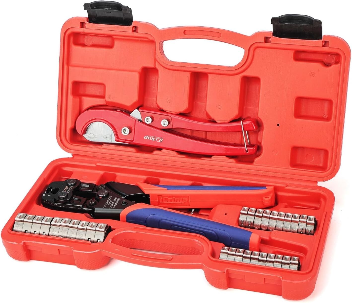 Icrimp PC-PC02KIT PEX Clamp Crimping Tool Kit with 1/2 Inch(20 Pack) and 3/4 Inc
