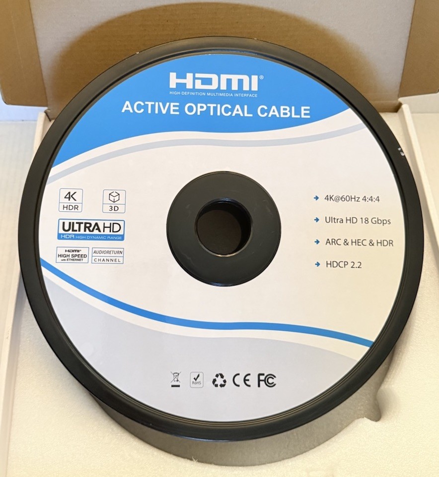 Fiber Optical HDMI Cable Ultra HD with High Speed Ethernet 250ft