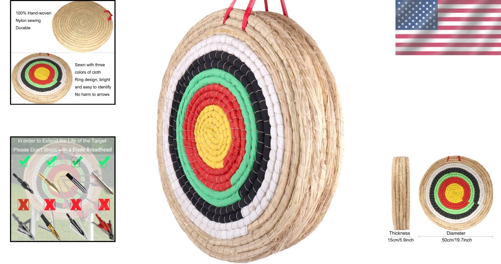 Eco-Friendly Straw Archery Target 19.7" with 5 Layers - Perfect for Practicing