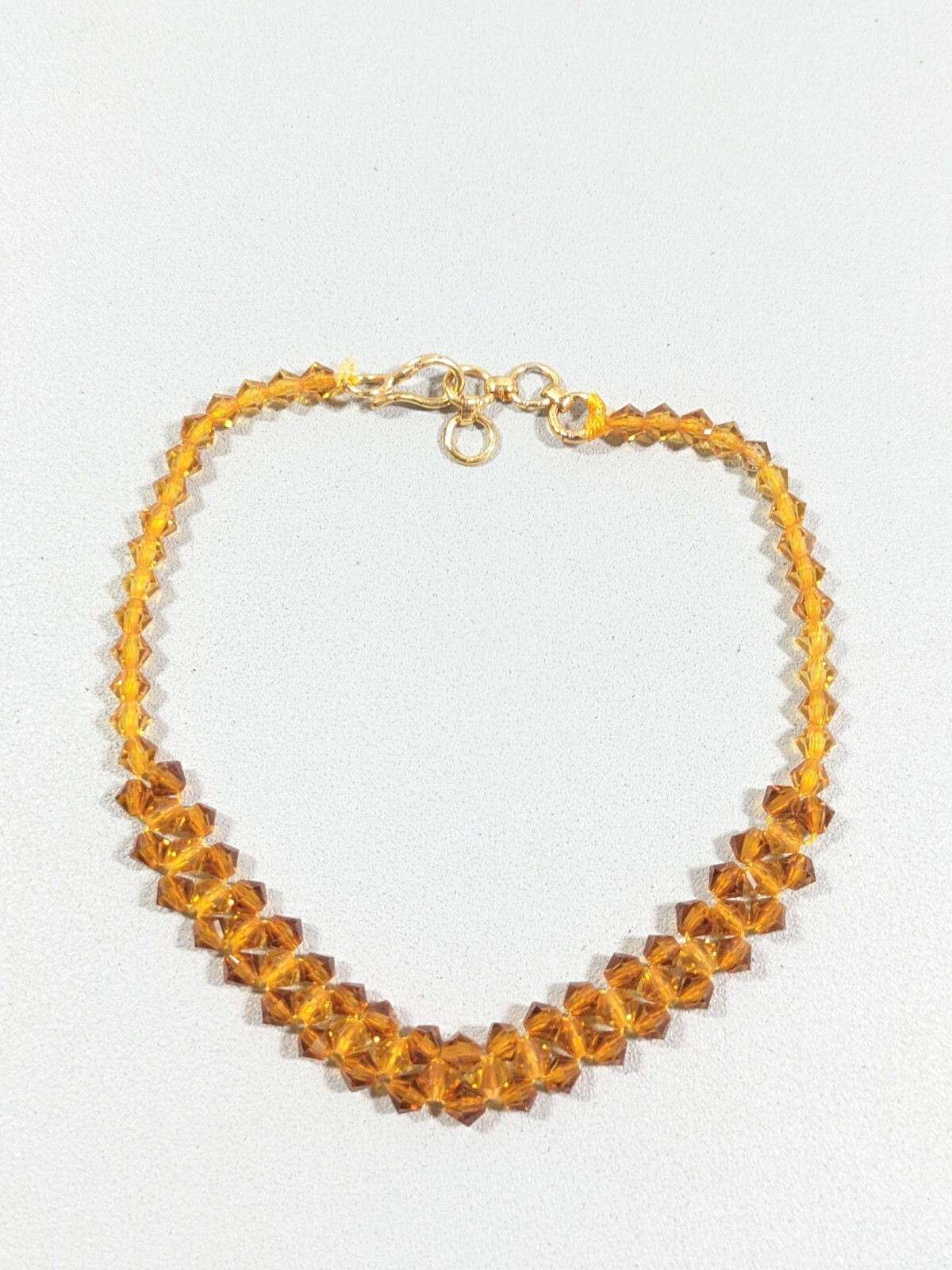Artisan Gold Tone Glass Bead Woven Bracelet 9.5 inches