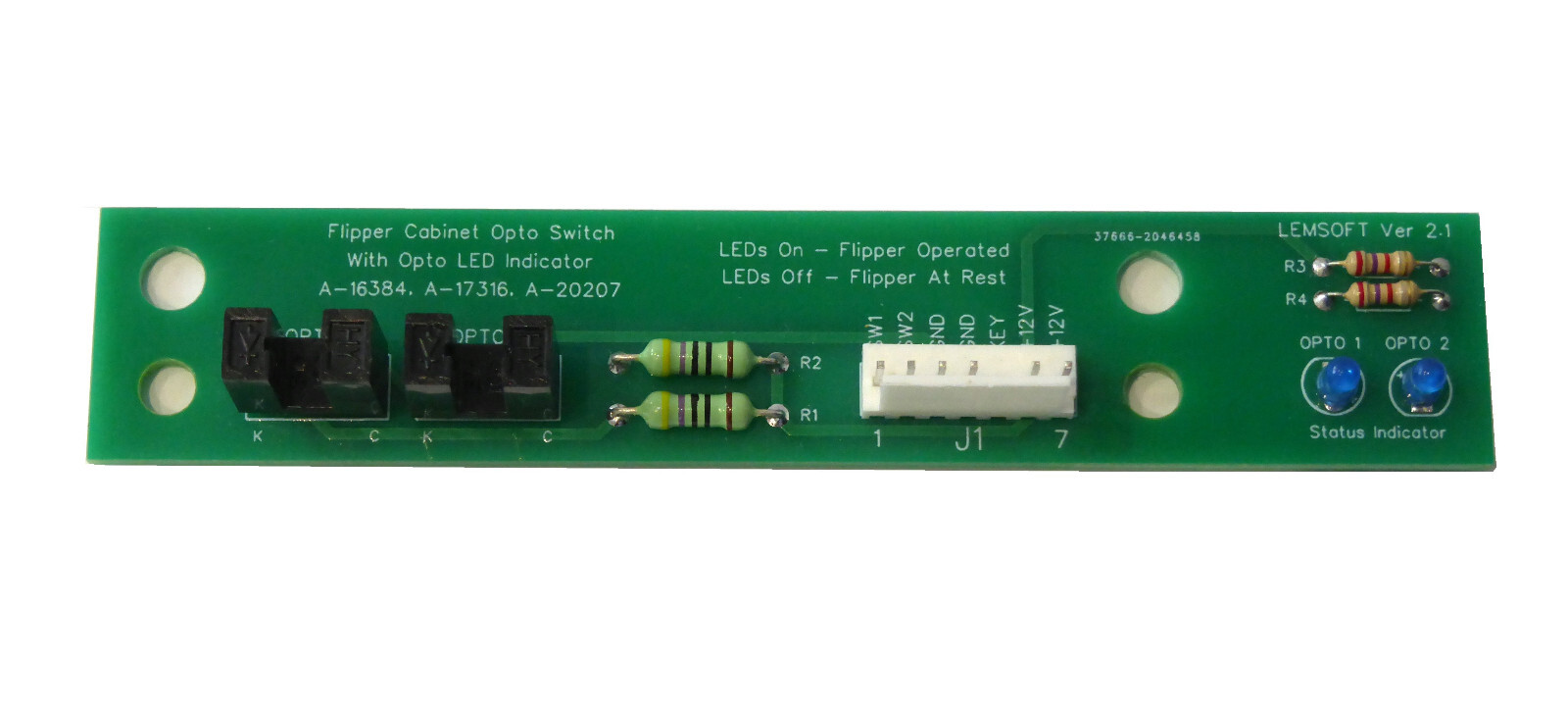 Williams A-16384 A-17316 A-20207  Pinball Type 2 Flipper Opto PCB