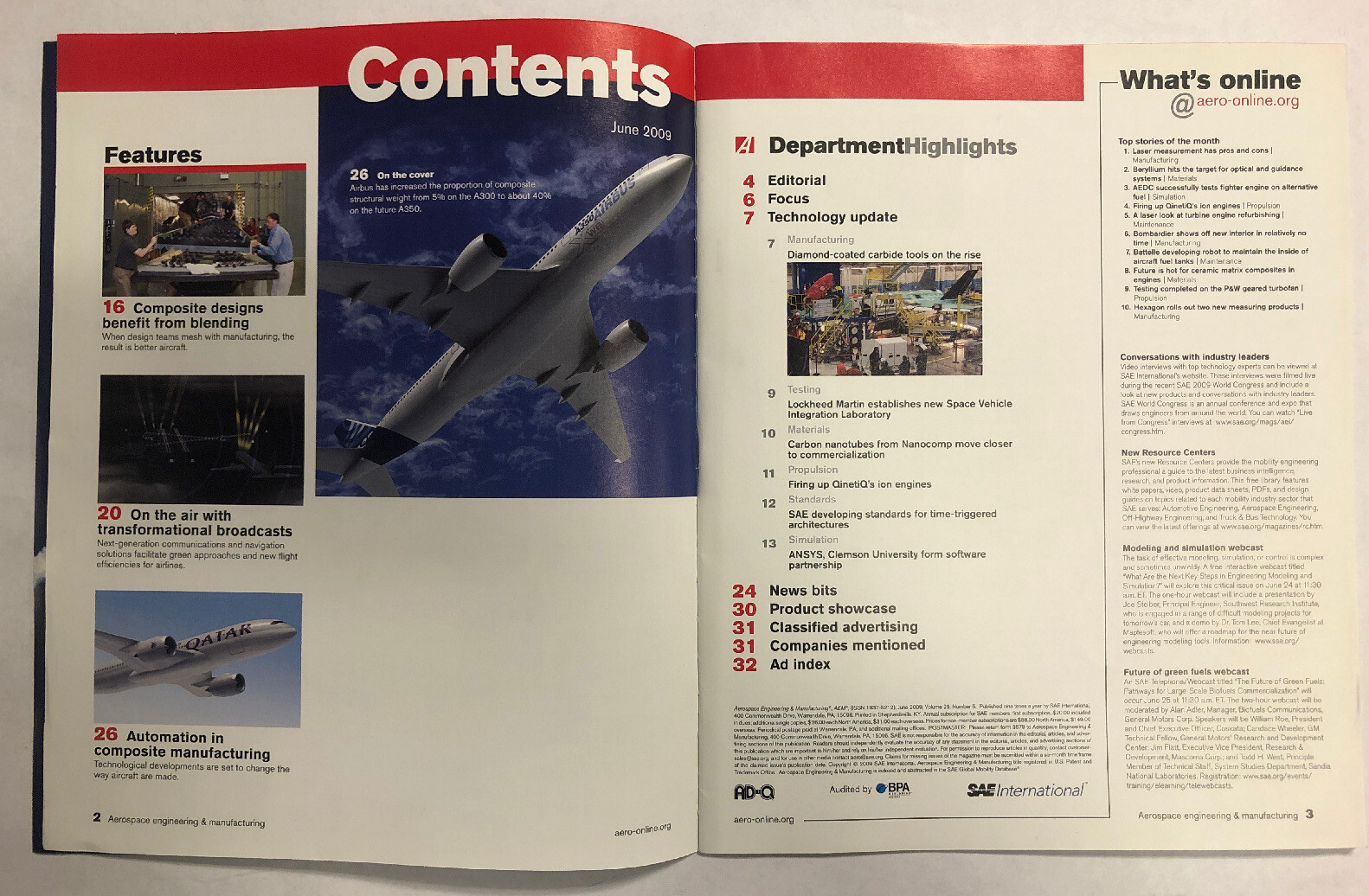 Two 2009 Issues Of Aerospace Engineering and Manufacturing Magazines