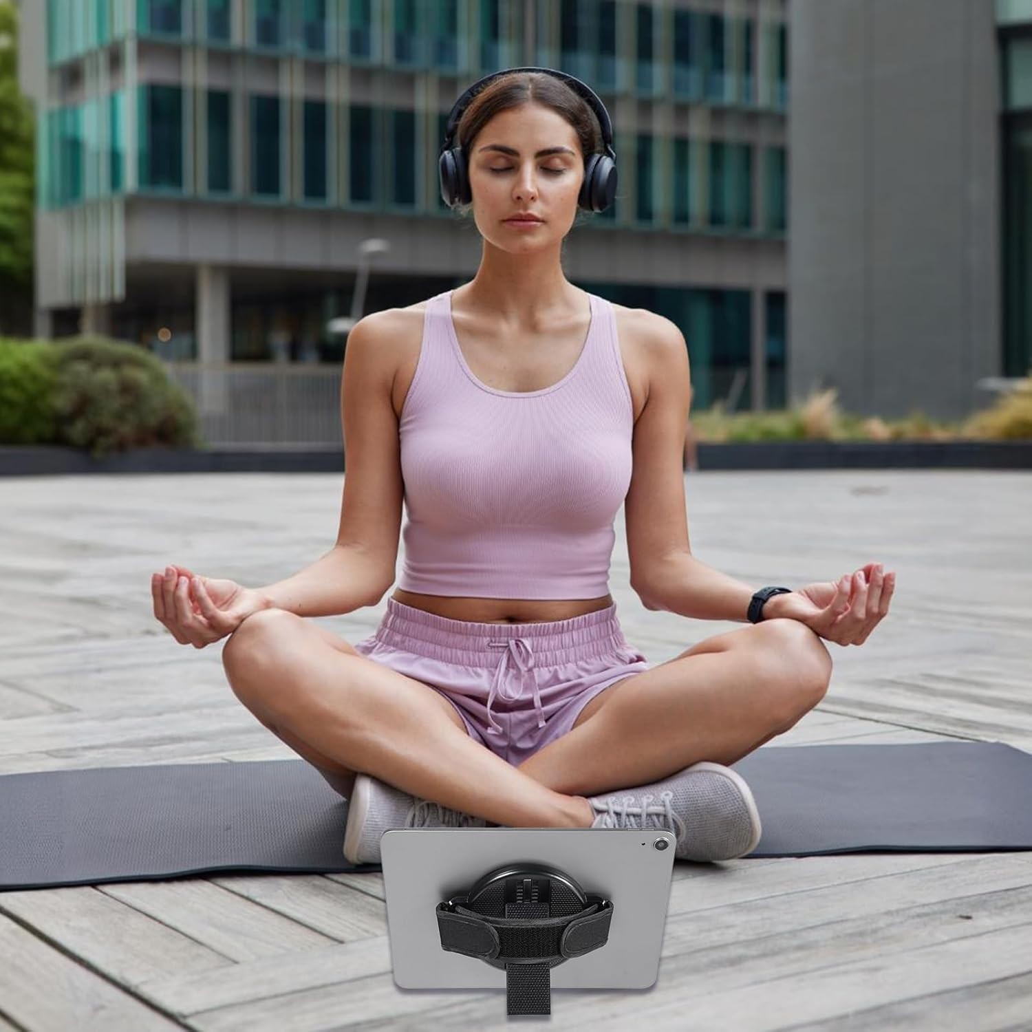 Multi-Angle Rotating Tablet Stand with Hand Loop for All 7-11 Inch Tablets