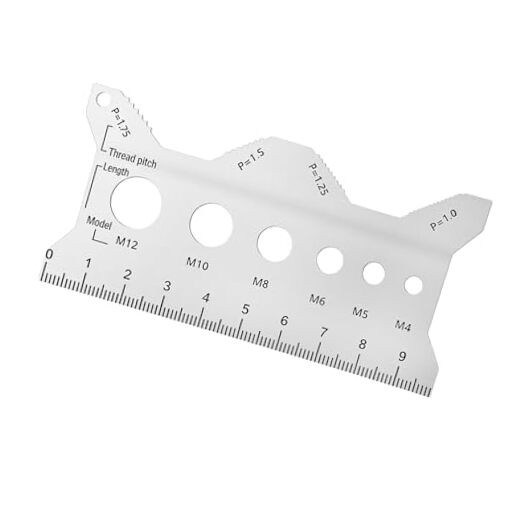 Stainless Steel Double Sided Bolt Gauge Card, Professional Metric Thread