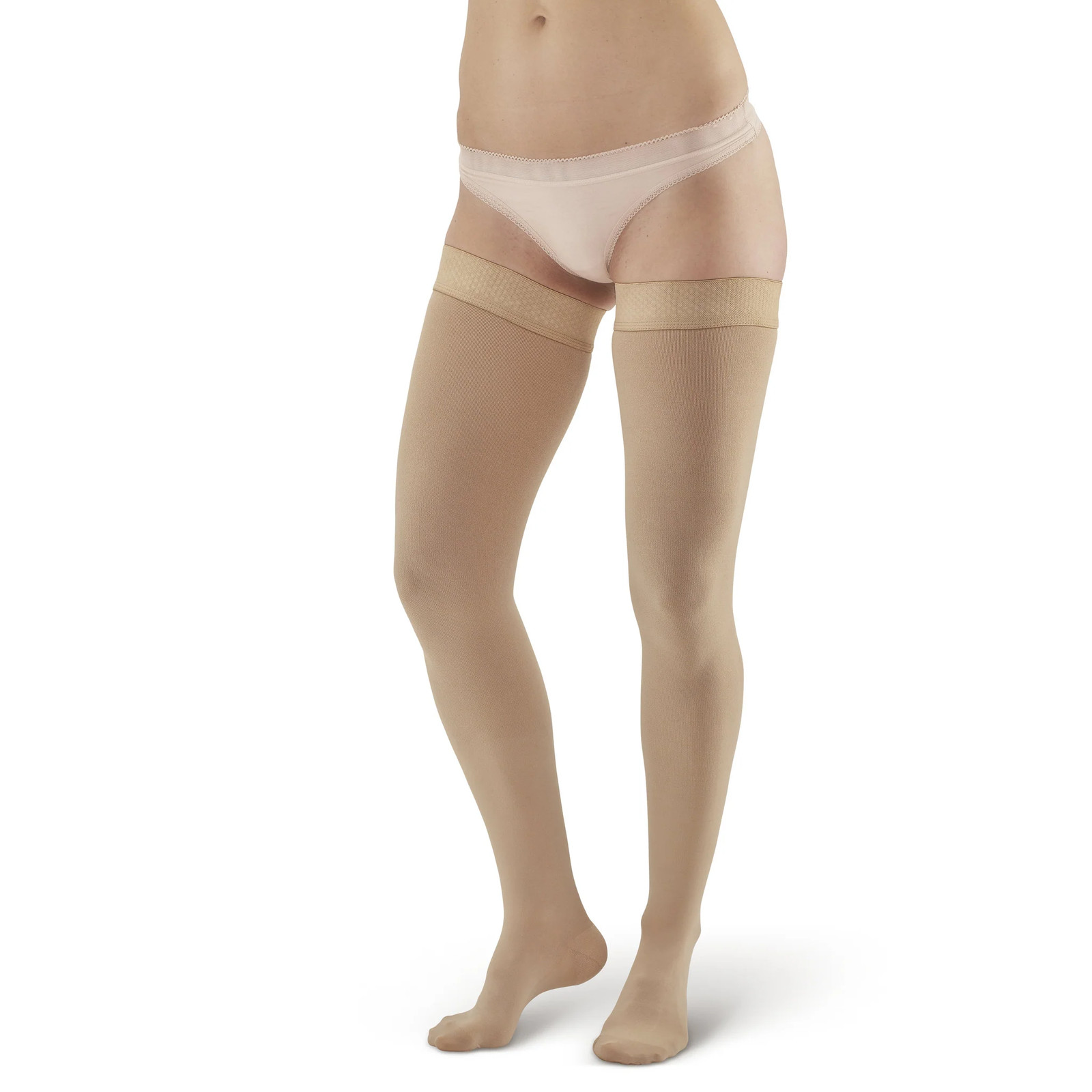 Ames Walker 292 Luxury Opaque Thigh Highs w/Dot Band 20-30 mmHg