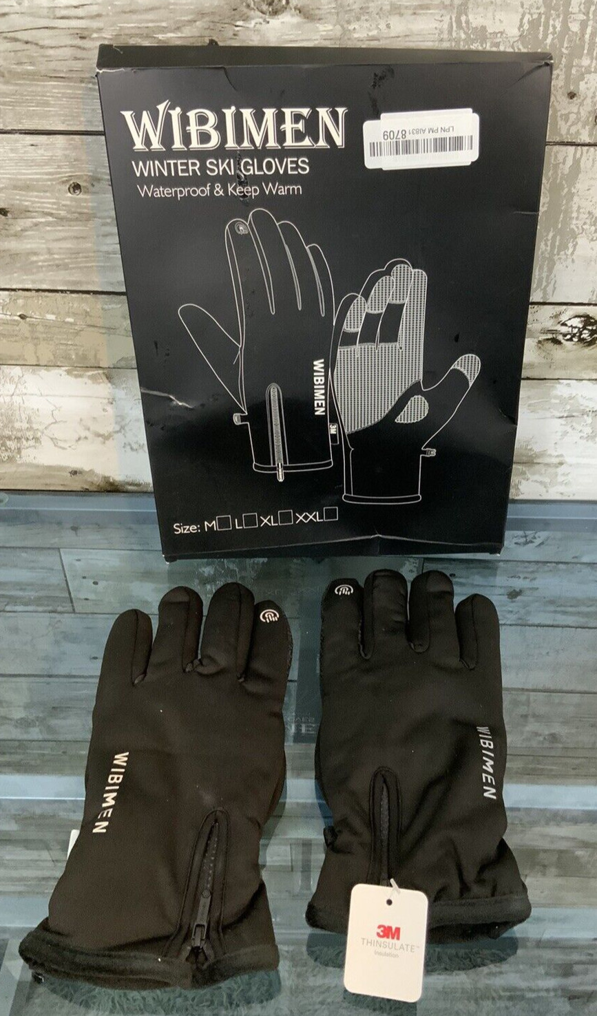 WIBIMEN -10℉ Ski Gloves, Thinsulate Winter Waterproof Gloves for Men Women L