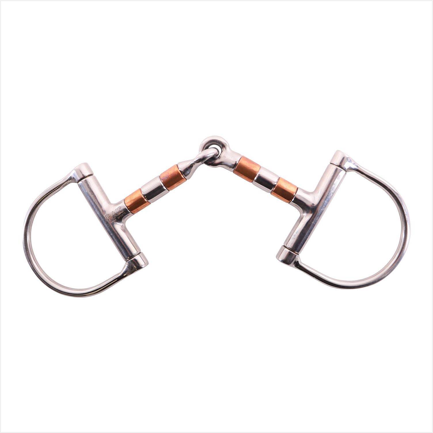 AK D-Bit with Cooper Roller Mouth with Single Joint Horse Riding Bits
