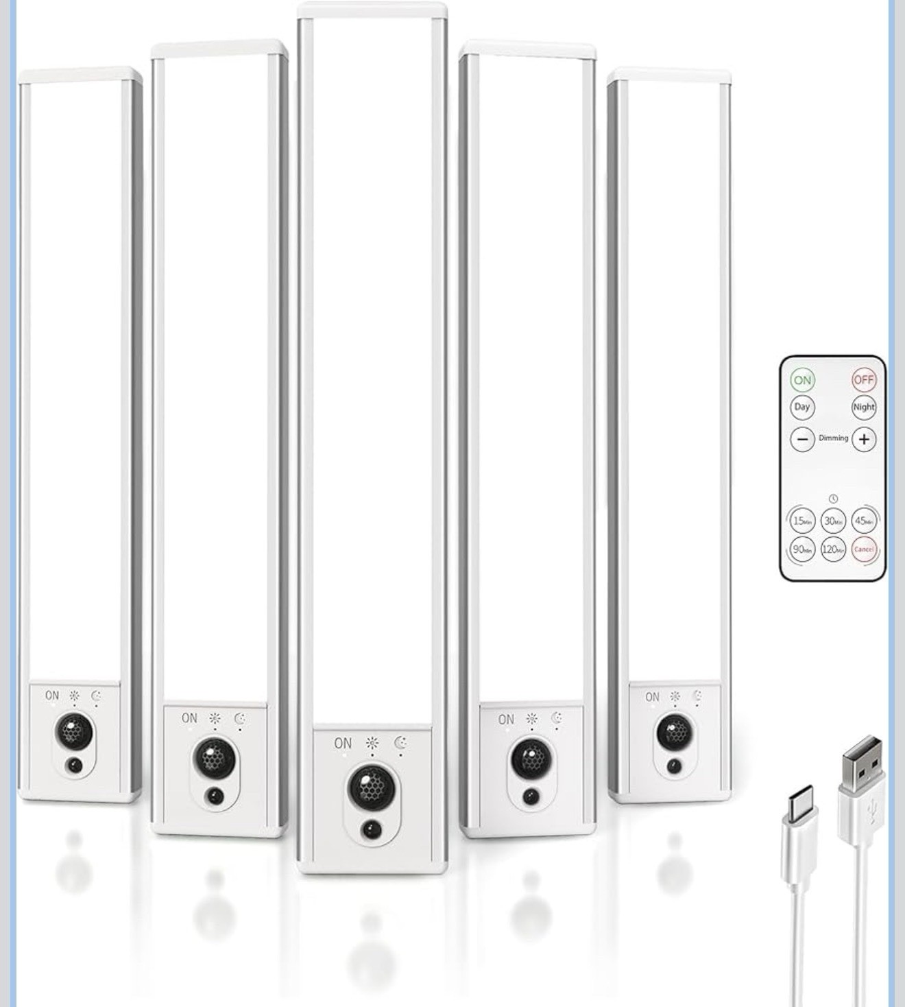 EZVALO 5 Pk Magnetic Lighting Rechargeable Motion Sensor Light LED with control