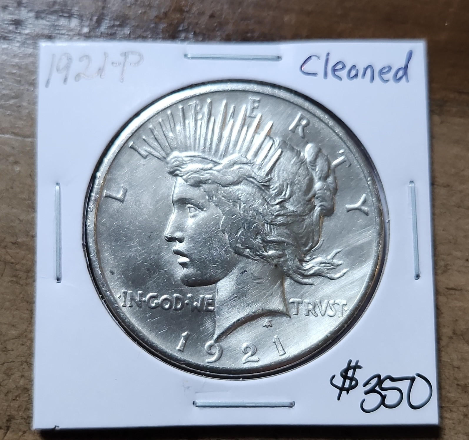 1921 Peace Dollar $1 Silver Business Strike Philadelphia Mint Cleaned