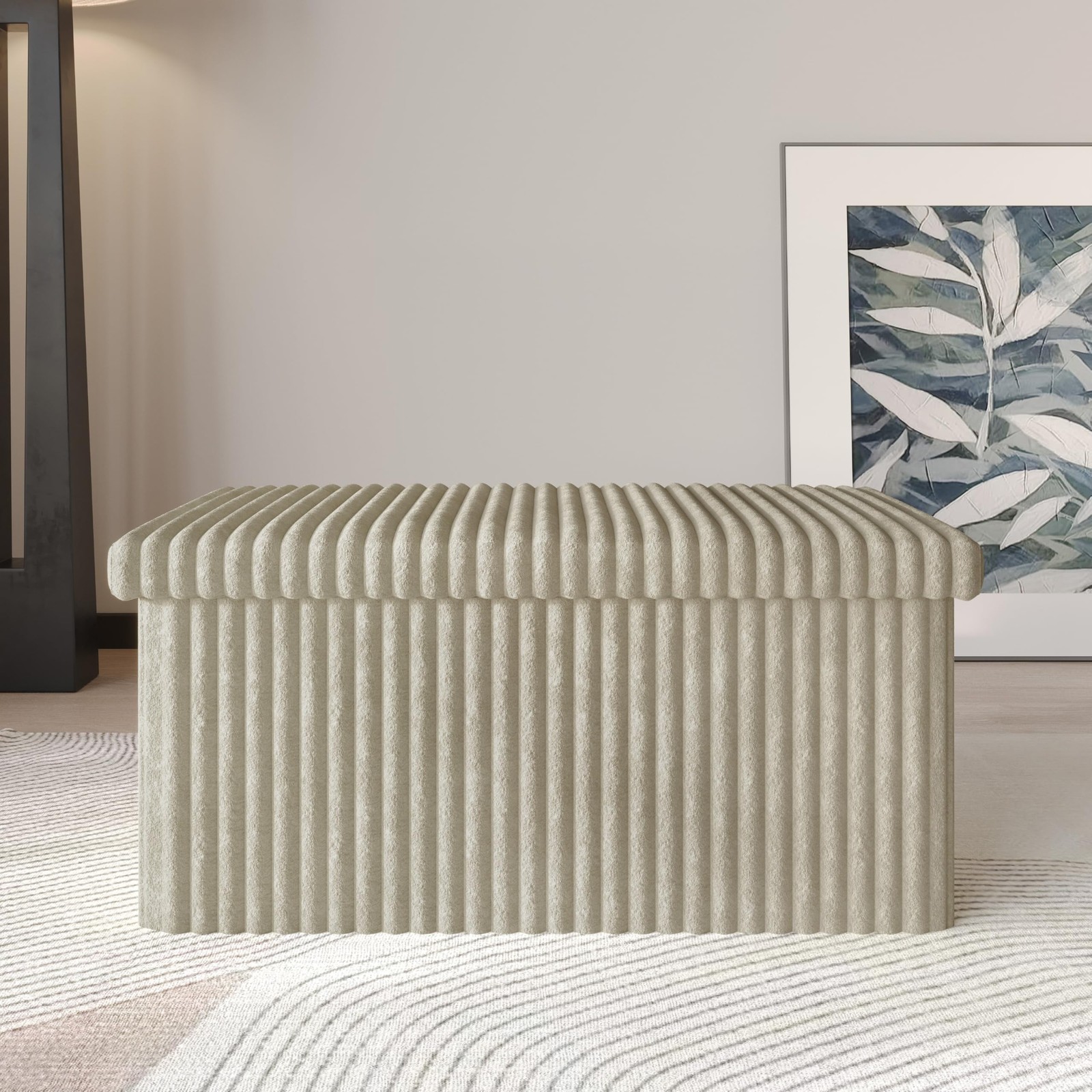 Home Design Florence 30 Upholstered Folding Storage Bench Tufted Top