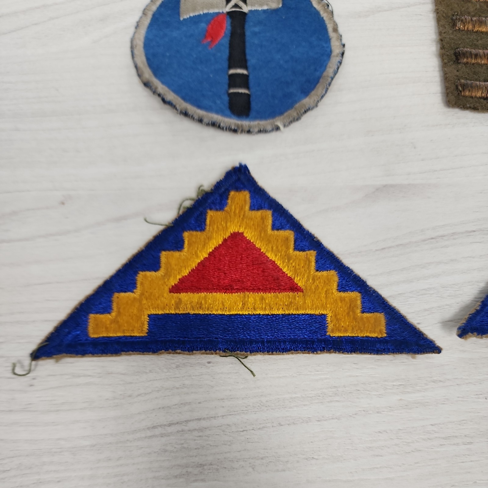 Two WW2 US 7th Army Seven Steps to Hell Patch One 19th Corps Tomahawk plus more