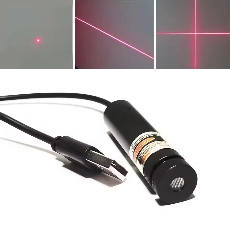 650nm 50/100/200mW Dot/Line/Cross Red Focusable Laser Diode Module 5V USB