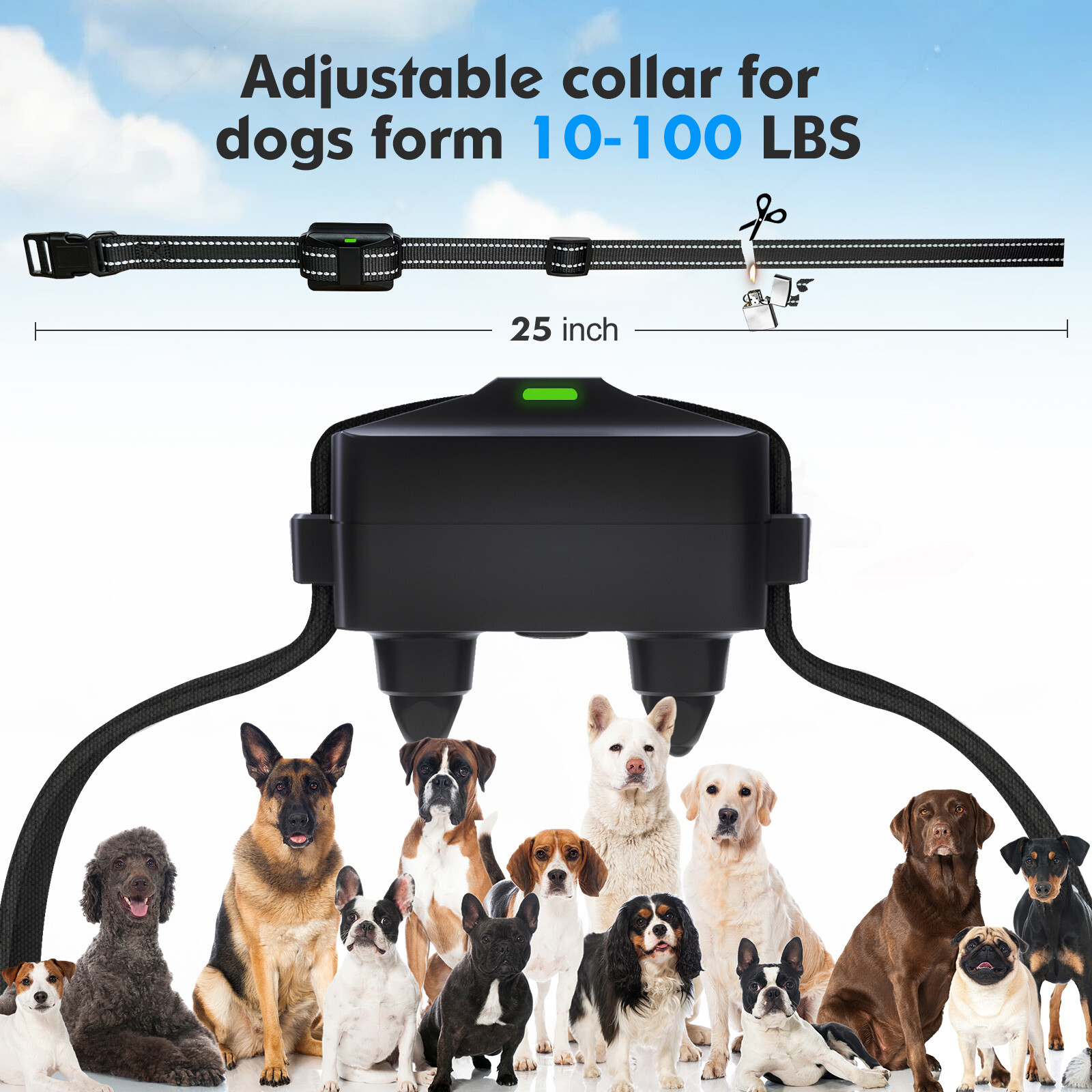 3300 FT Dog Shock Training Collar Remote Rechargeable Waterproof Pet LCD Trainer