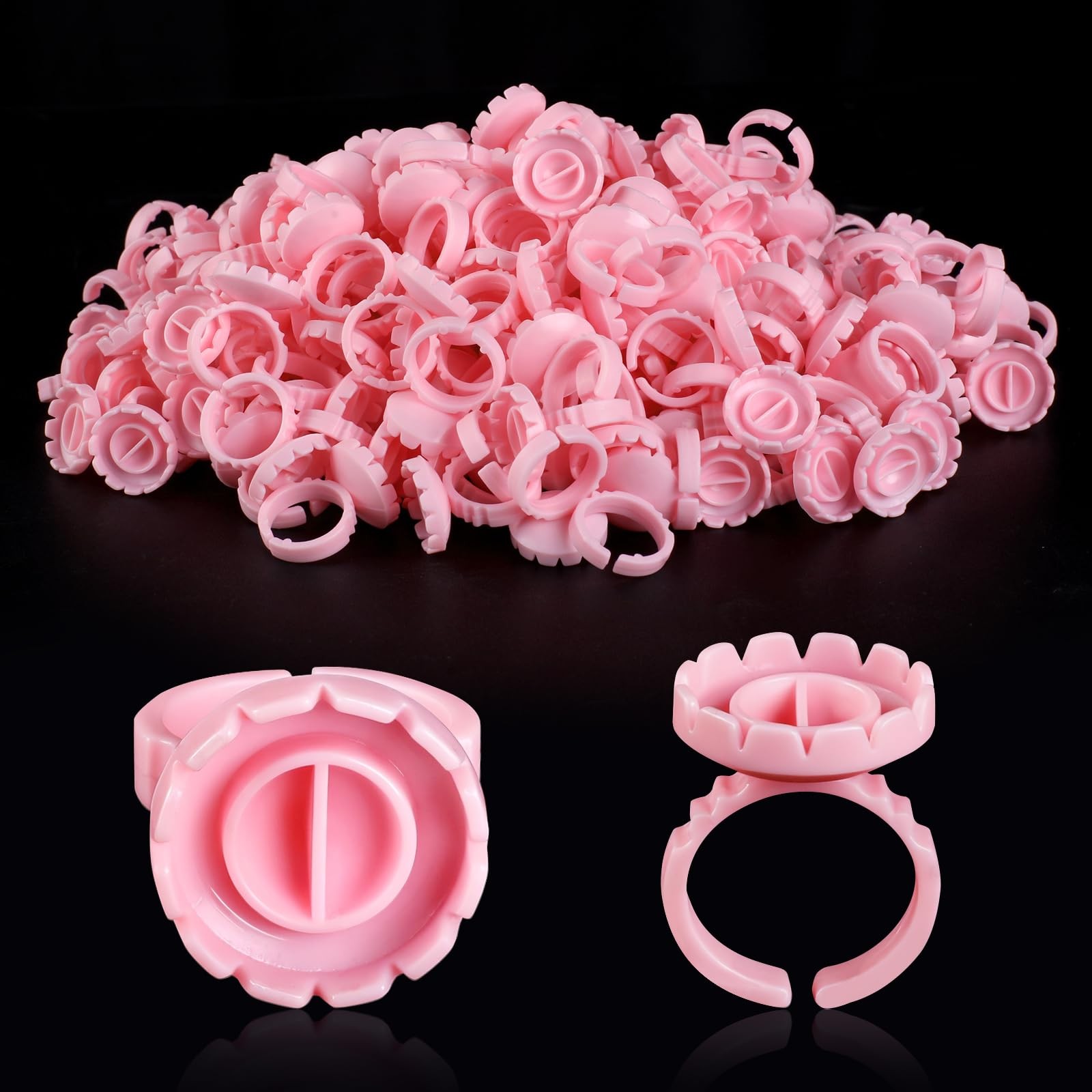 200PCS Pink Disposable Eyelash Glue Rings for Lash Extensions