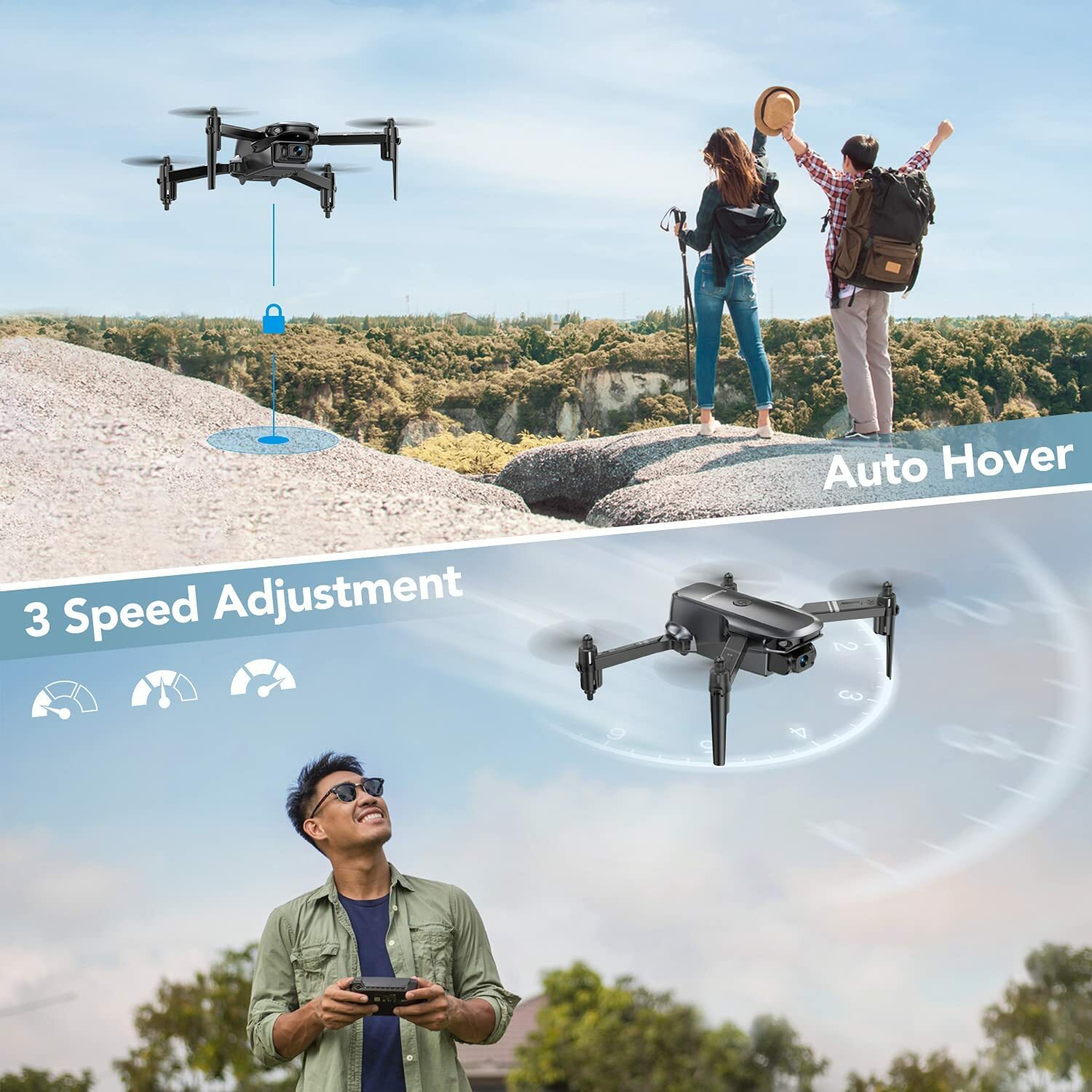 Sansisco D15 Mini Drone 1080P HD Camera Wifi Remote Control Foldable Quadcopter