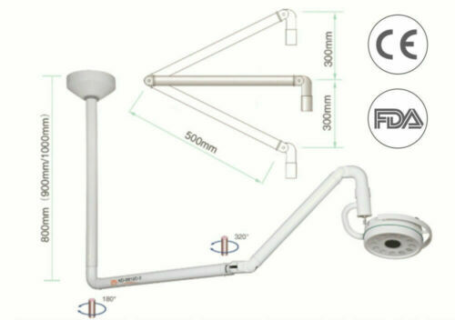 800mm Ceiling-Mounted 36W LED Surgical Exam Light Shadowless Surgical Lamp FDA