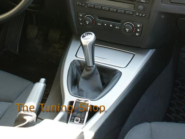 For BMW 3 Series E90 E91 E92 E93 2006-2013 Shift Boot Black Leather Red Stitch