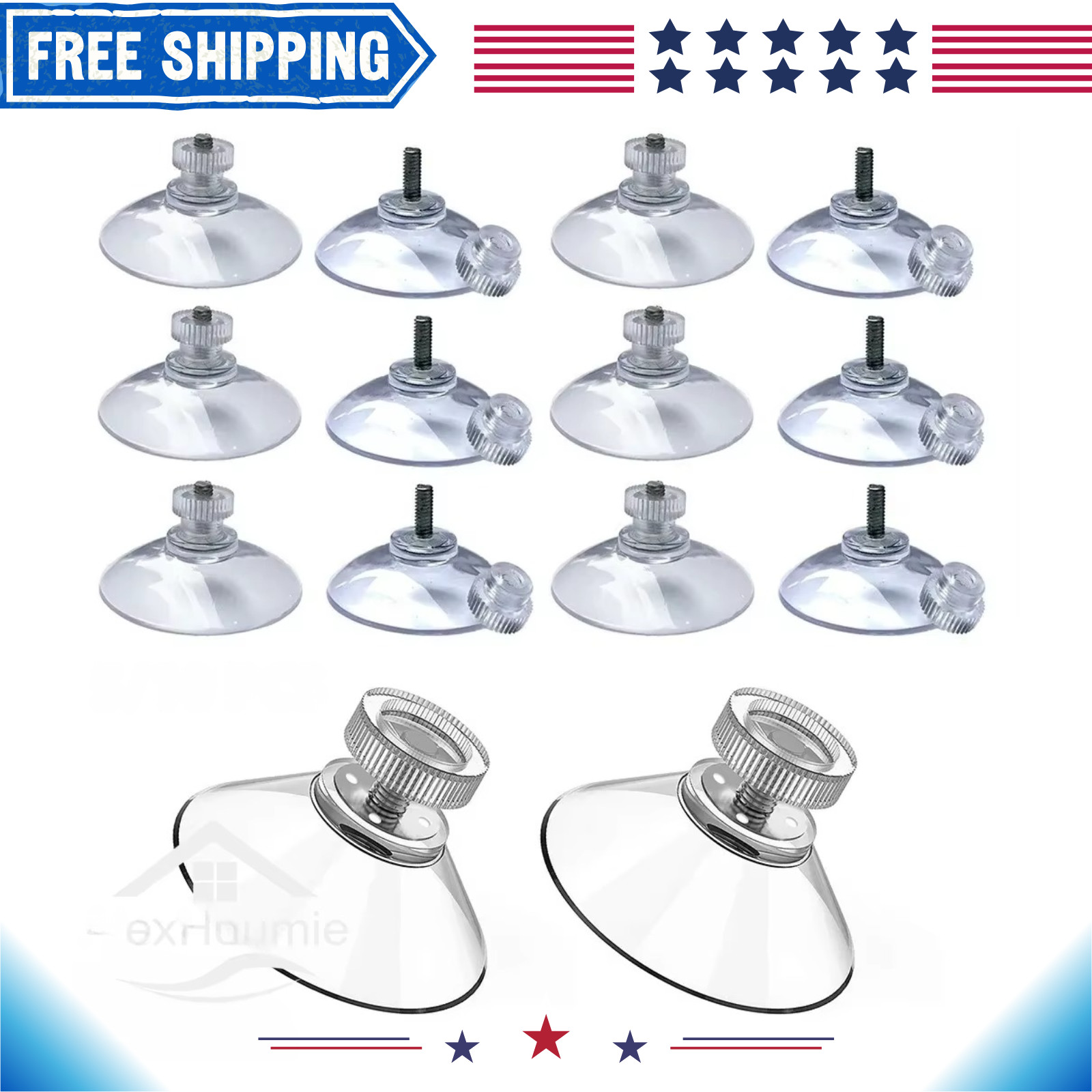 10Pcs Strong Suction Cups Rod Knurled Hook Clear Kitchen Glass with M4 Screw USA