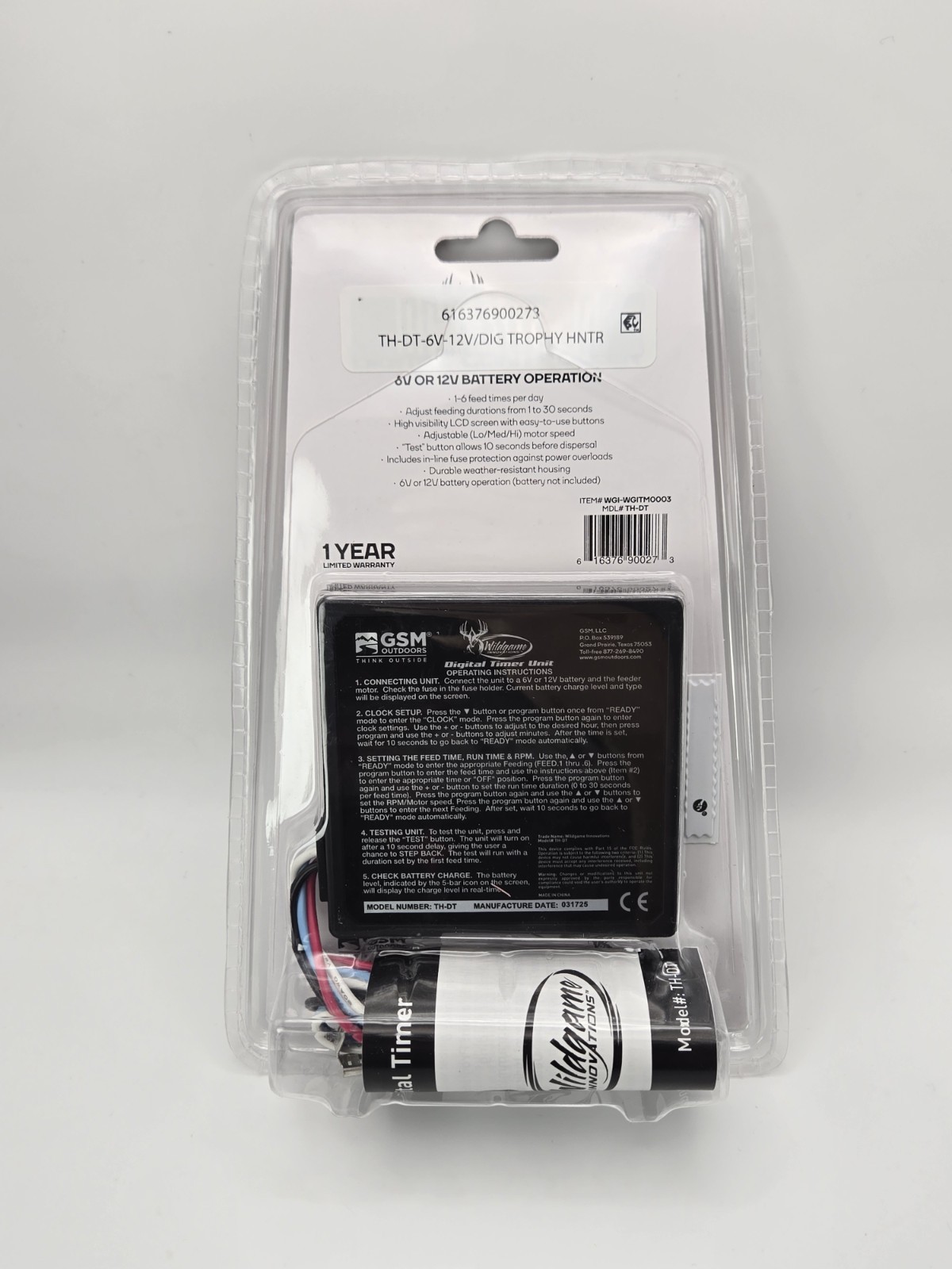 Wildgame Innovations Digital Feeder Timer 6V/12V TH-DT Hunting Feeder Controller